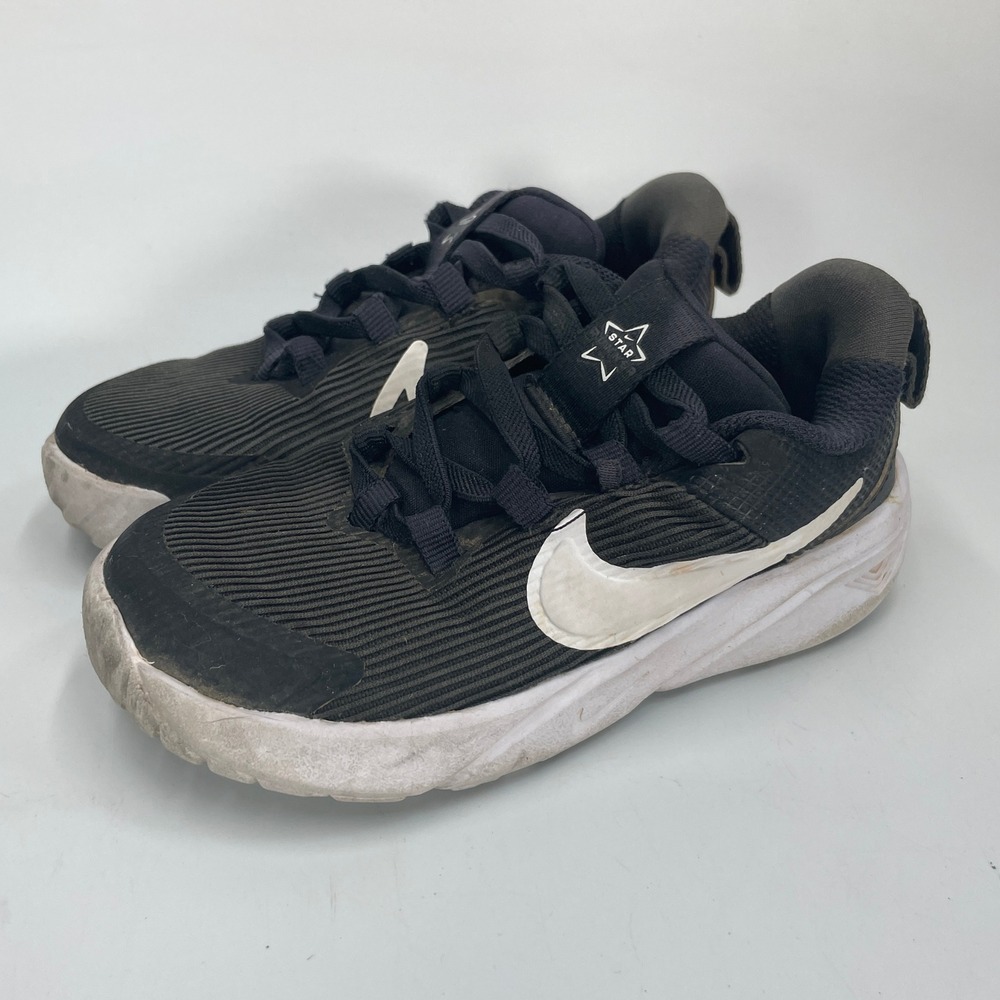 Nike Size 9C Star Runner 4 Toddler Shoes Black White DX7616-001